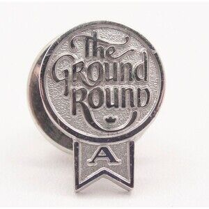 Vintage The Ground Round Restaurant Employee Pin Jostens Silver Ribbon Letter A